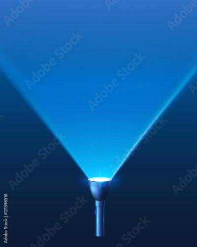 Blue shining flashlight triangular light vector background