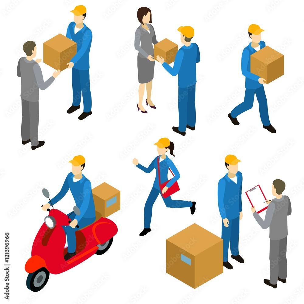 Delivery Isometric Characters Set Delivery Isometric Characters Set