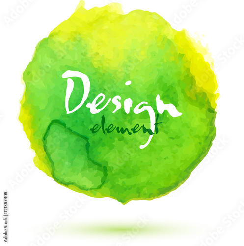 Bright watercolor painted green vector isolated circle photo