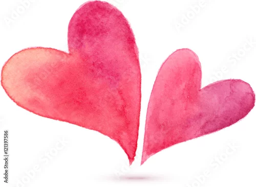 Naklejka na ścianę Para akwarele malowane serca, elementy wektorowe dla swojego projektu