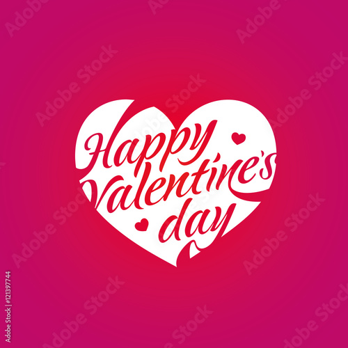 Happy Valentine's day red lettering card. Vector illustration.