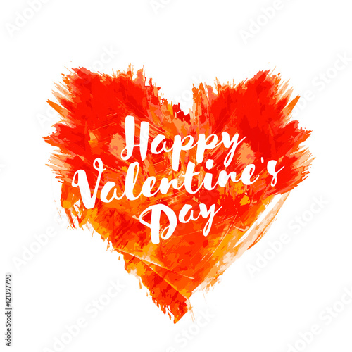 Happy Valentine's day acrylic paint poster. Quote typography pos