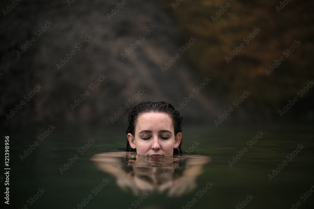 Fototapeta premium Woman swims