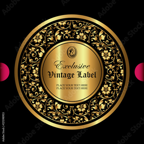 Luxury ornamental gold label