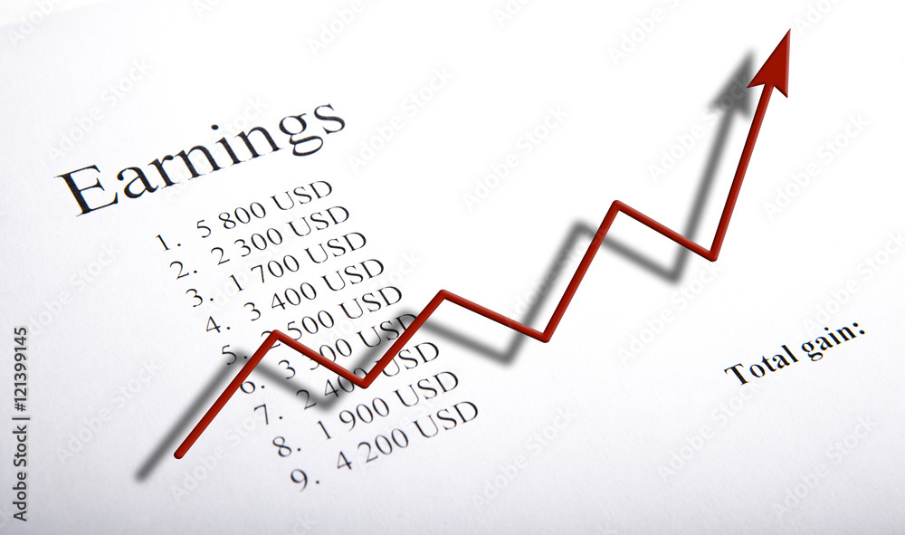 table with earnings with digits and diagram table with earnings with digits and diagram