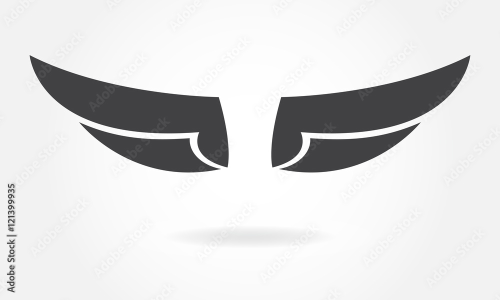 Wings icon or sign. Vector illustration of bird wings. Wings icon or sign. Vector illustration of bird wings.