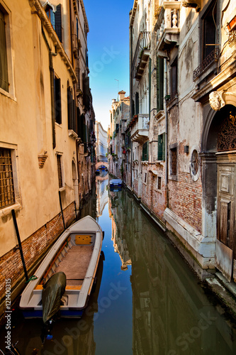 Typical street view in Venice city in Italy. Urban landscape
