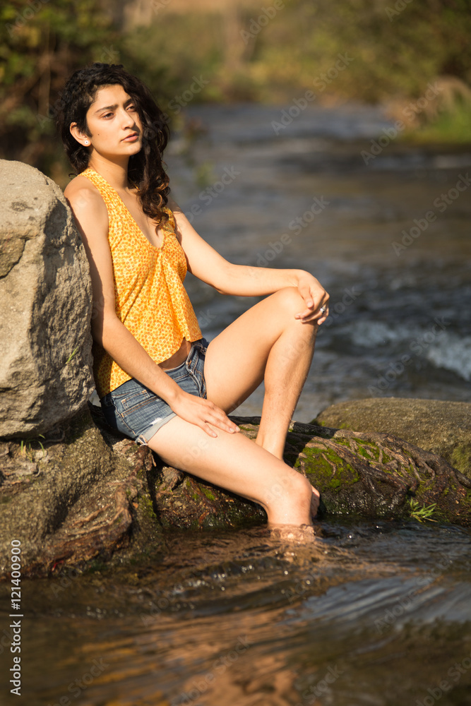 Natural Lifestyle Fashion Model in Handmade Top in Nature Natural Lifestyle Fashion Model in Handmade Top in Nature