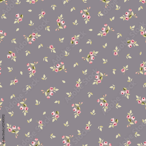 Seamless floral pattern with little red roses