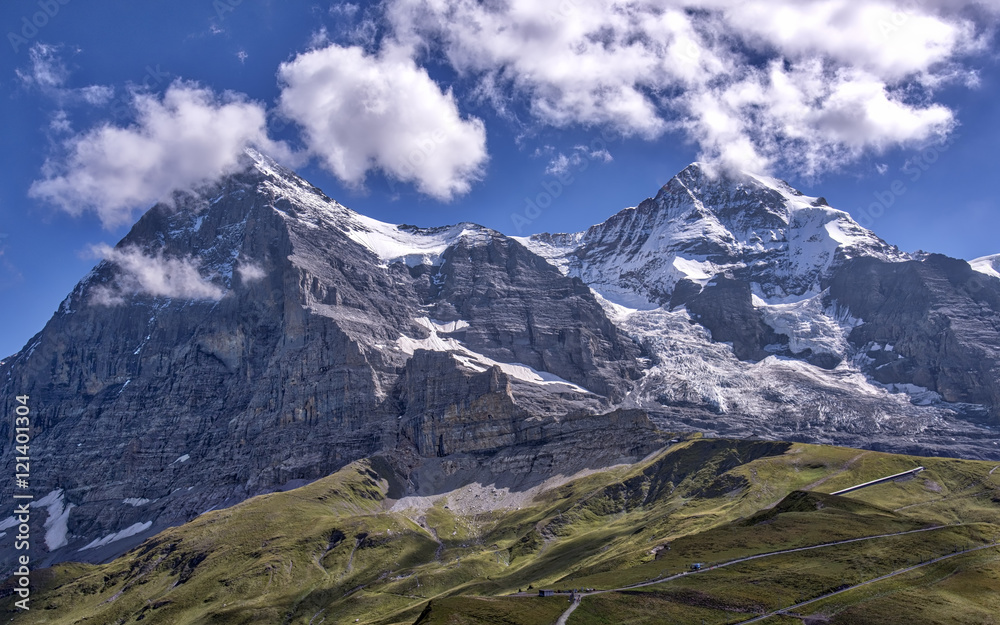 Eiger and Monch in Bernese Oberland in Switzerland