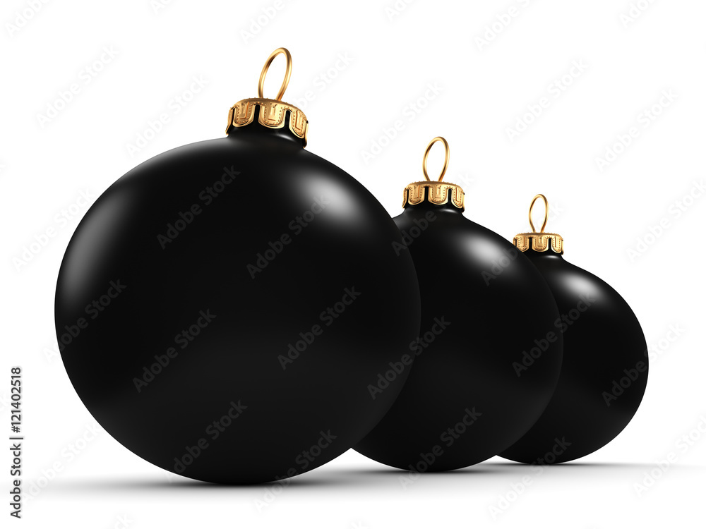 3D rendering Black Christmas ball