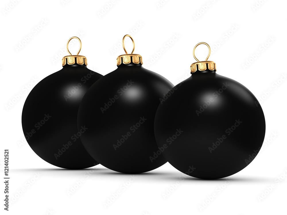 3D rendering Black Christmas ball 3D rendering Black Christmas ball
