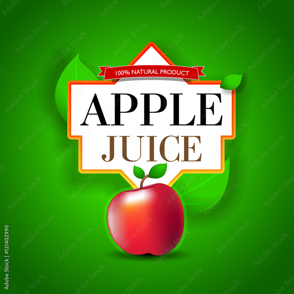 Apple Juice label design. Bright Apple juice poster template. Isolated