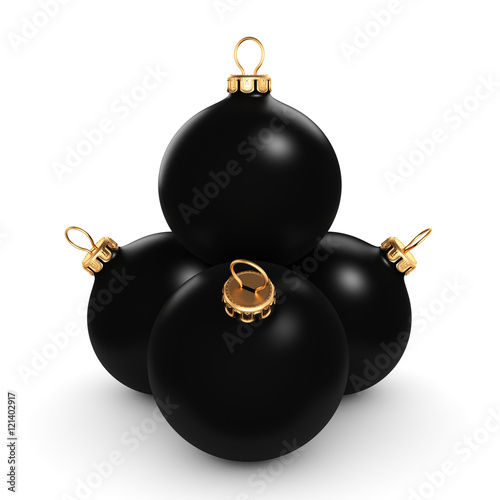 3D rendering Black Christmas ball