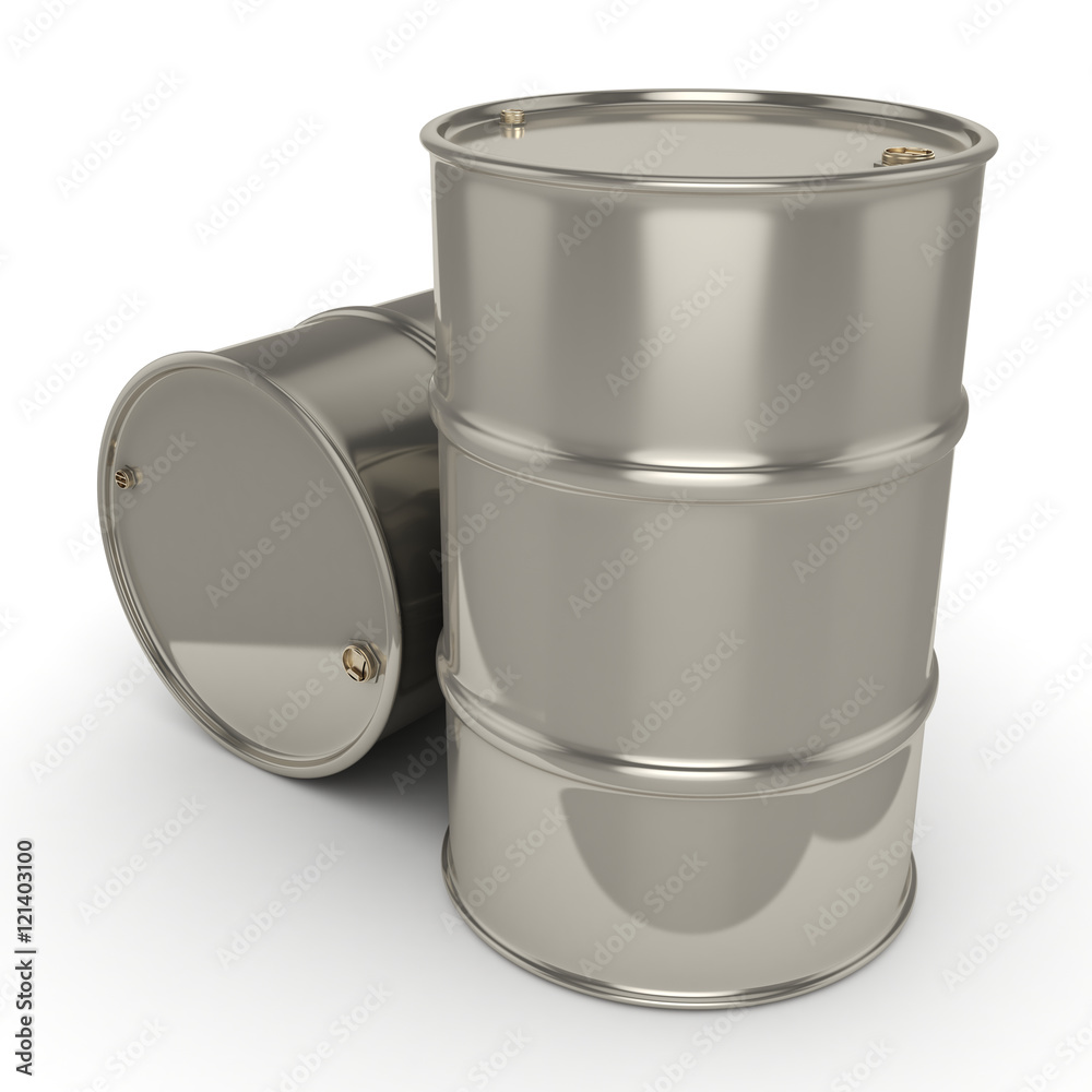3D rendering Many chrome barrels 3D rendering Many chrome barrels