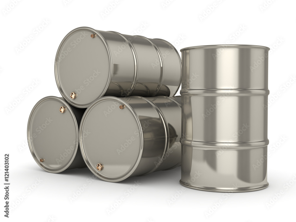3D rendering Set chrome barrels 3D rendering Set chrome barrels