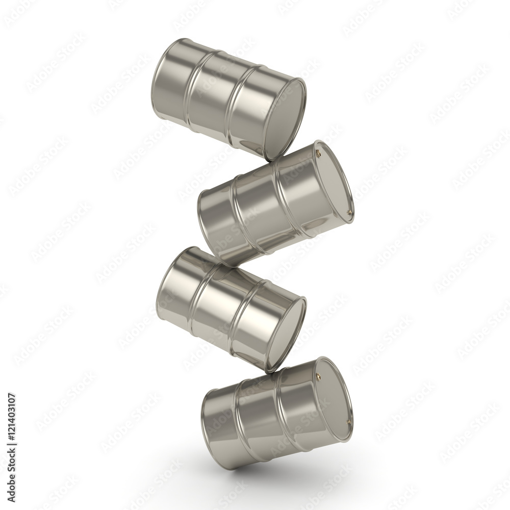3D rendering Set chrome barrels 3D rendering Set chrome barrels