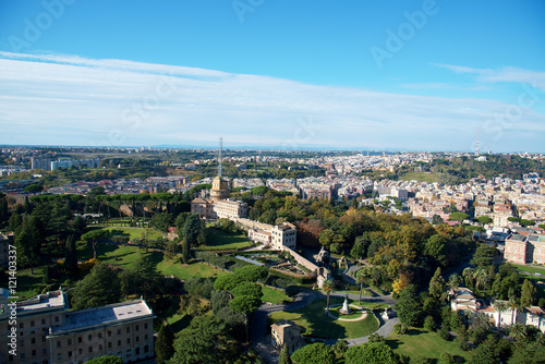 View from the dome of St. Peter's Basilica on Vatican Gardens © Ms VectorPlus