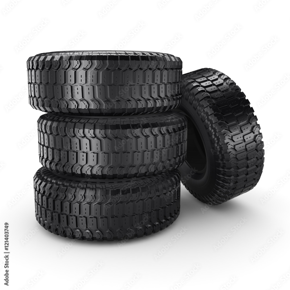 3D rendering truck tires 3D rendering truck tires