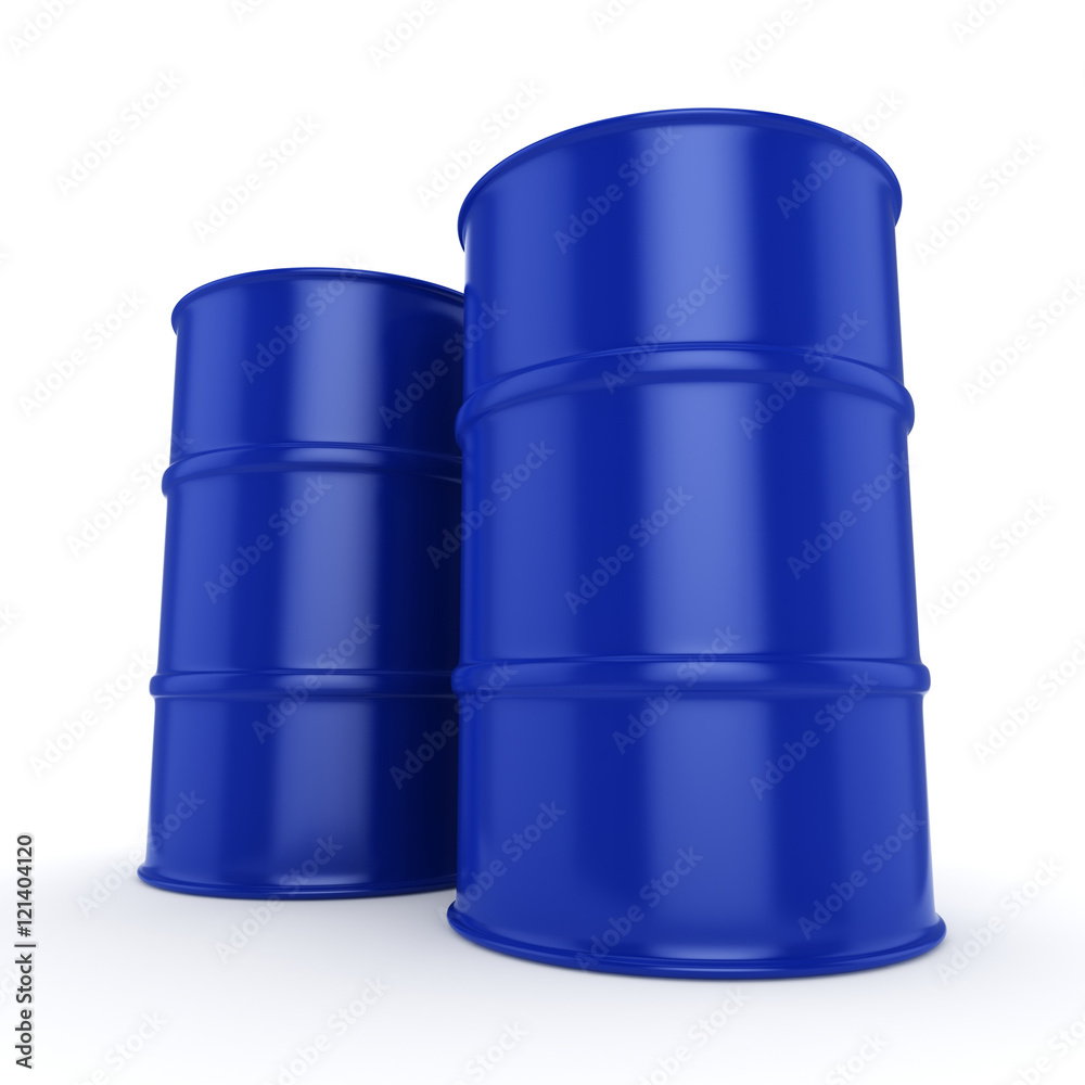 3D rendering blue barrels 3D rendering blue barrels
