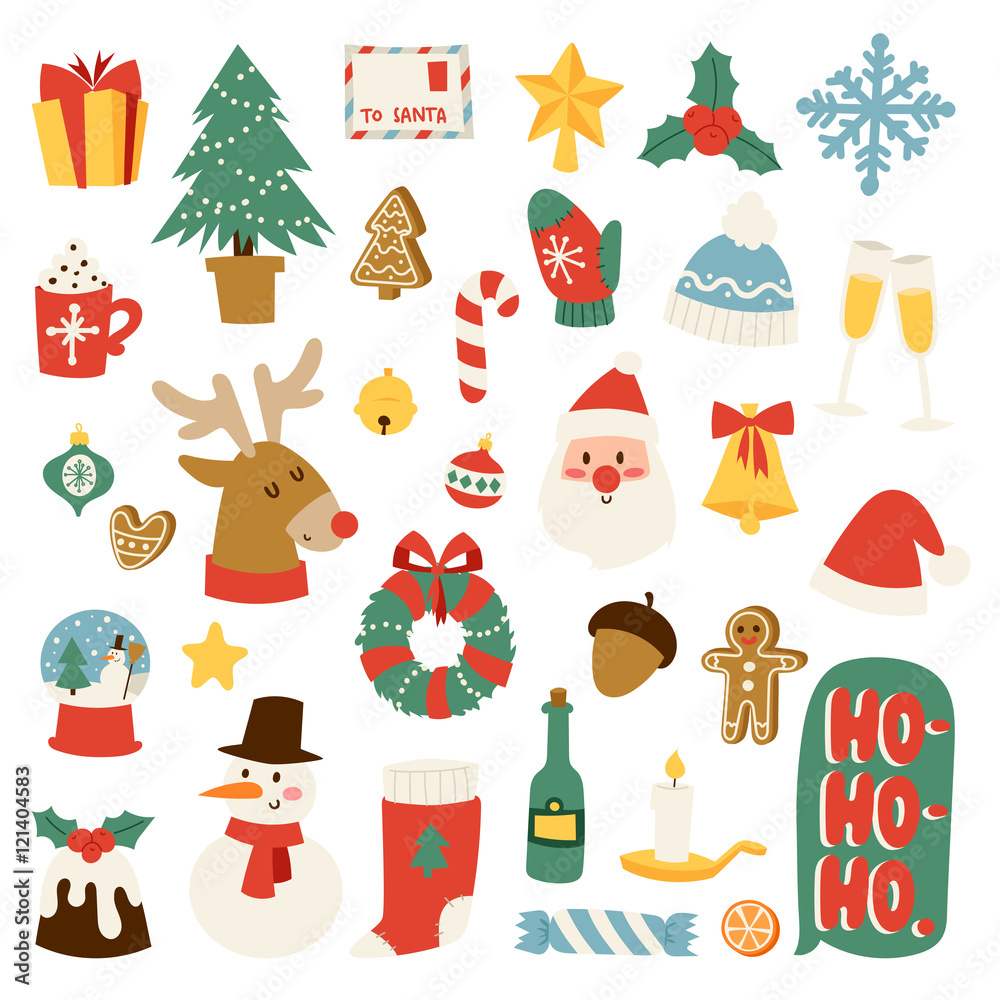 Christmas symbols vector set. Christmas symbols vector set.