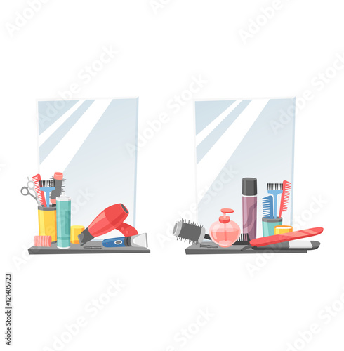 Hairdresser barber icons vector