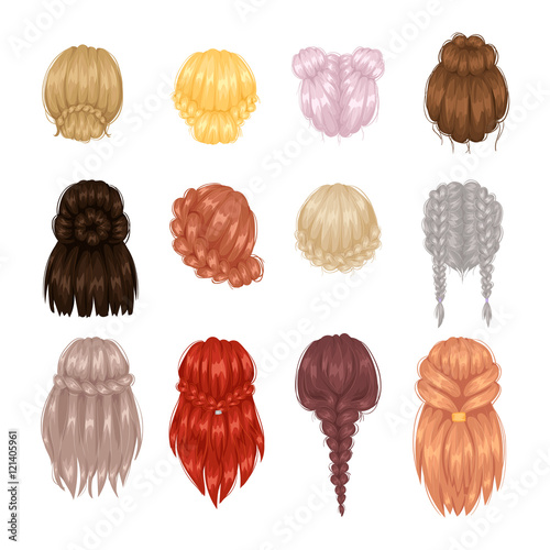 Vector woman hairstyle back view