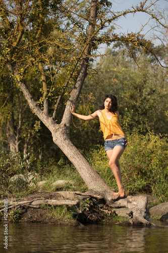 Natural Lifestyle Fashion Model in Handmade Top in Nature