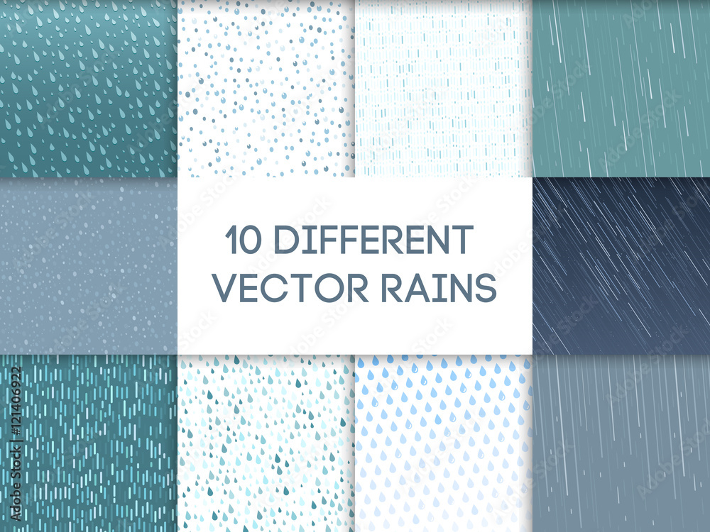 Rain drops pattern vector set.