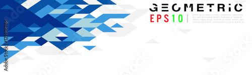 Abstract geometric triangle blue banner mosaic pattern element on white. Corporate business or technology identity element, online presentation website element, vector illustration