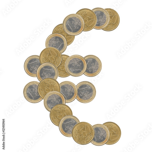 euro symbol with coins