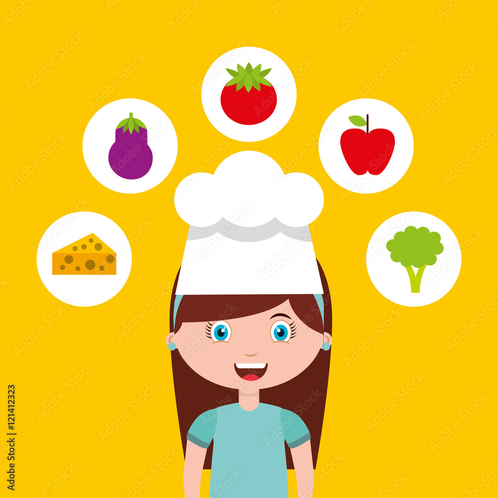 little chef kids menu vector illustration design