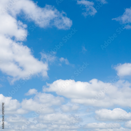 Blue sky and clouds over horizon. Heaven. © Gray wall studio
