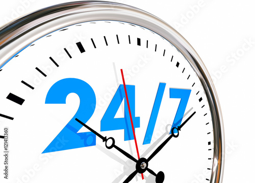 24 Hours 7 Days Week Numbers Clock 3d Illustration photo