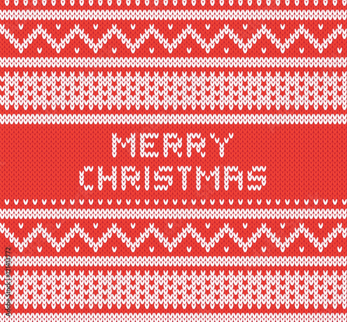 Knitted texture with nothern ornament. Vector background EPS 10. Merry Christmas.