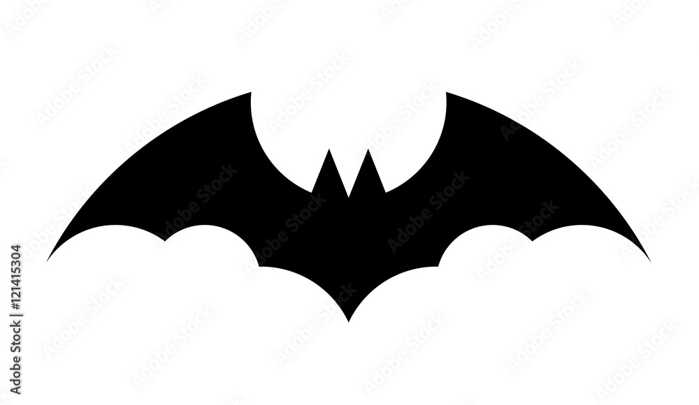 Black bat silhouette on white background Black bat silhouette on white background