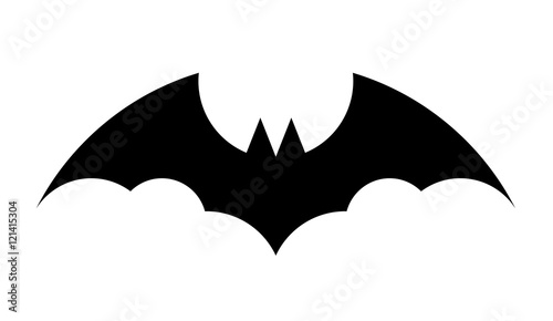 Black bat silhouette on white background