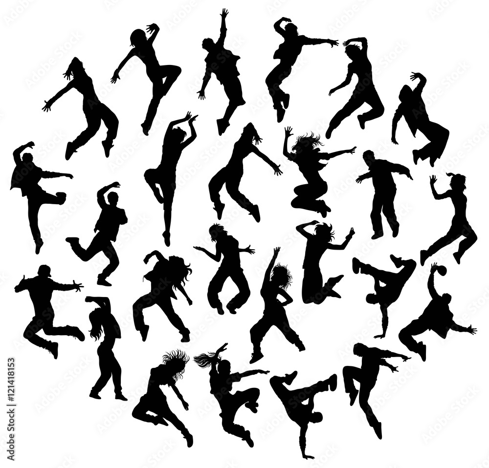 Silhouette Modern Dance, Hip Hop and Street Dancer, art vector design