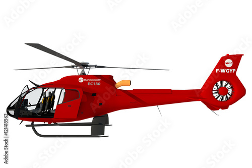 Fototapeta Naklejka Na Ścianę i Meble -  Helicóptero civil 3D aislado rojo