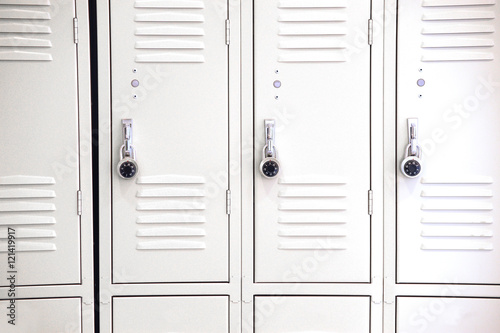 close up on lockers in gym