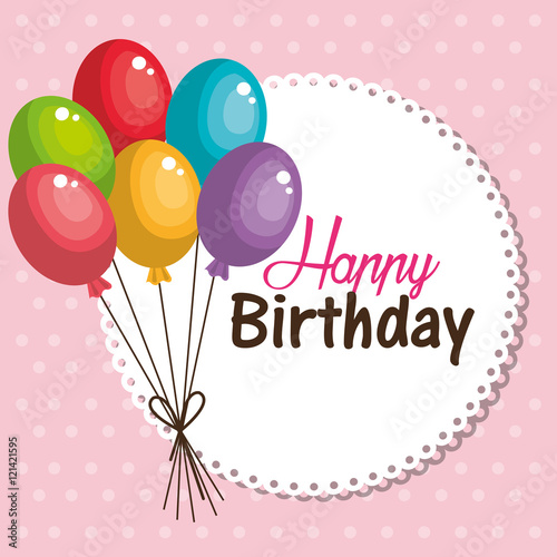 card balloons happy birthday graphic vector illustration eps 10