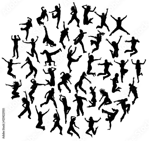 Hip Hop and Happy Jumping Expressions, art vector silhouettes design