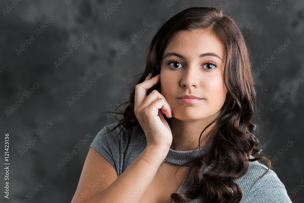 Woman teenager girl hair style fashion portrait. Woman teenager girl hair style fashion portrait.