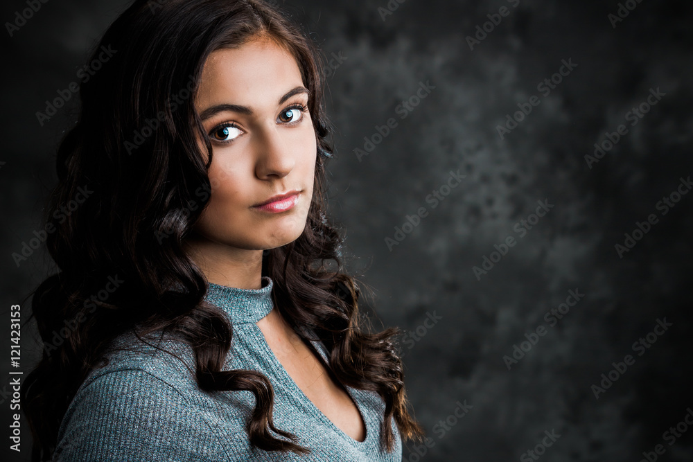 Woman teenager girl hair style fashion portrait. Woman teenager girl hair style fashion portrait.