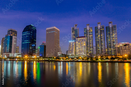 City Landscape from Benjakitti Park, Bangkok at Night