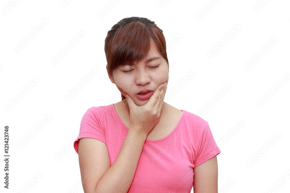 Woman hands touching her own cheek or having toothache - dental Woman hands touching her own cheek or having toothache - dental