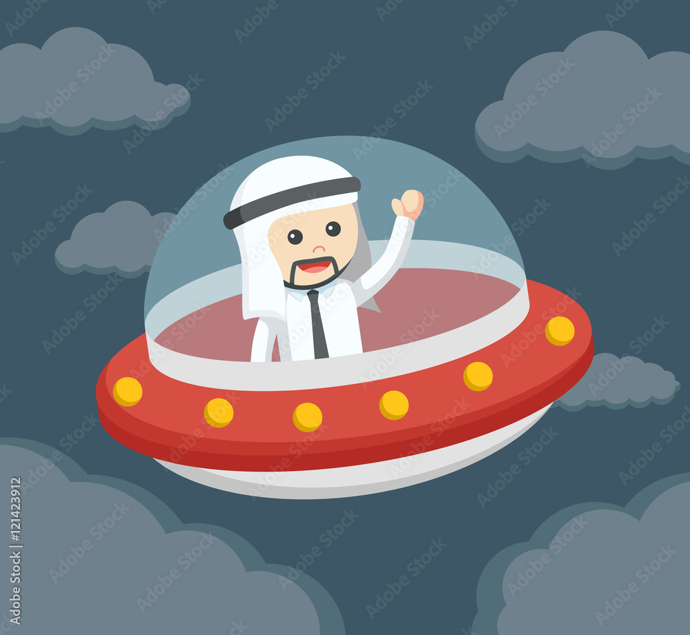 arabian ride ufo vector illustration design