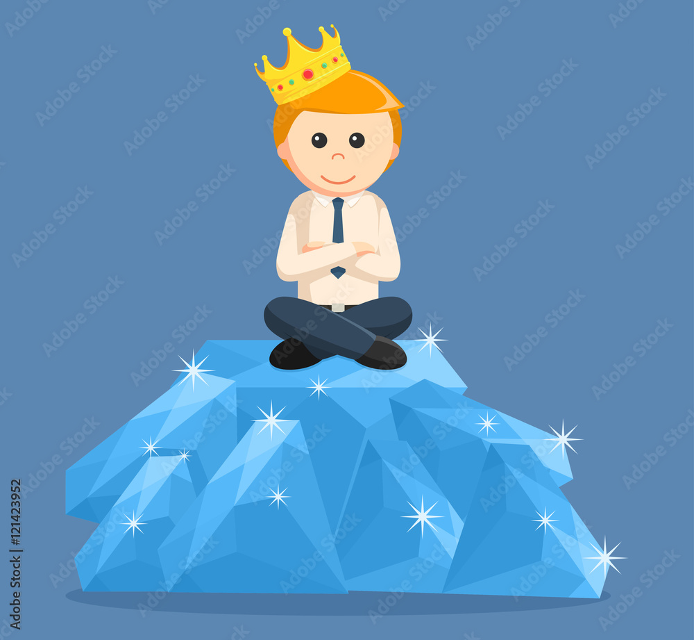 King businesssman sit on diamond