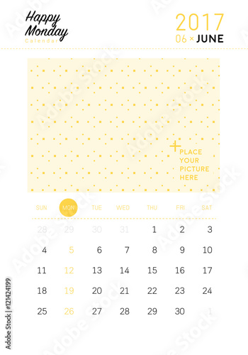 June 2017 calendar with space for picture (or text)