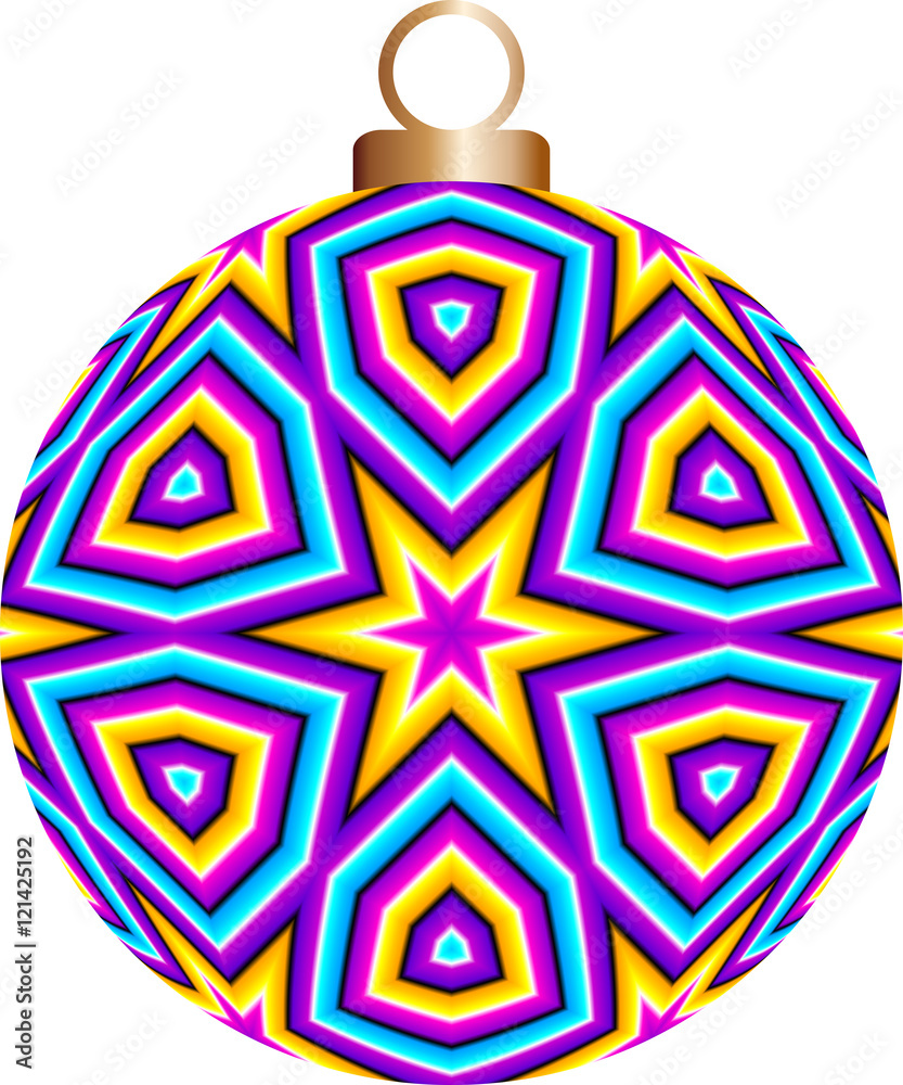 Fototapeta premium Colorful christmas ball with six-pointed stars (motion illusion)
